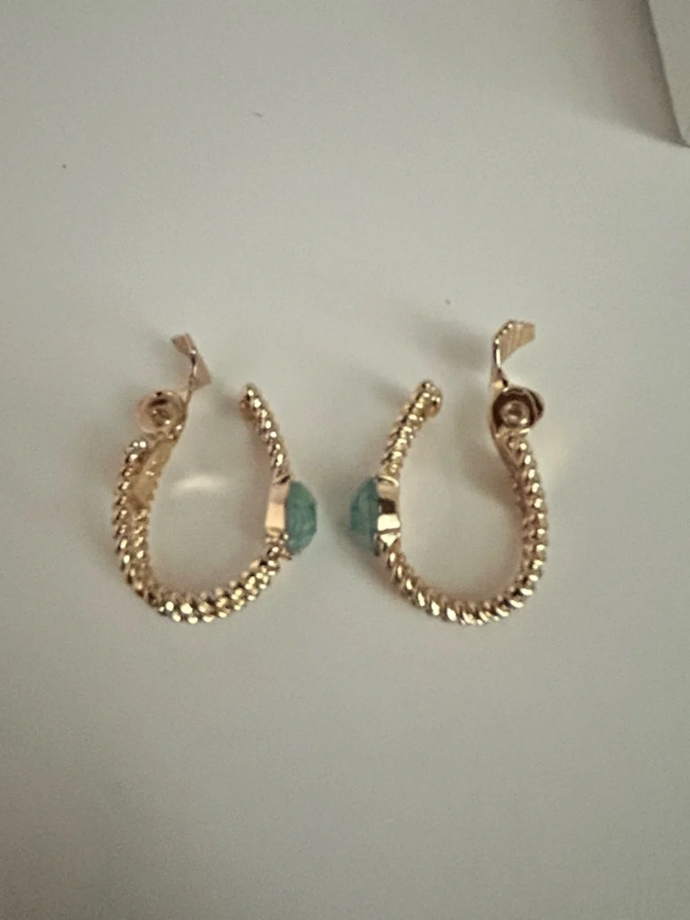 TJG Gold-Tone Earrings with Green Gemstone Accent